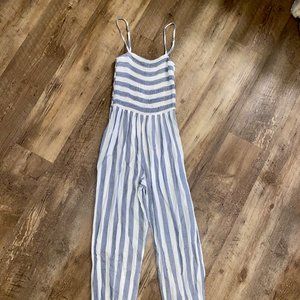 Blue & White Striped Jumpsuit